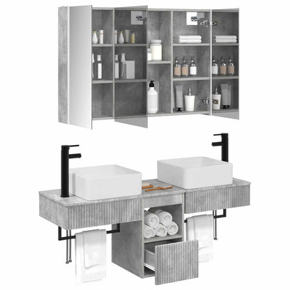 Bathroom Cabinet Set 4 pcs Concrete Grey Engineered Wood