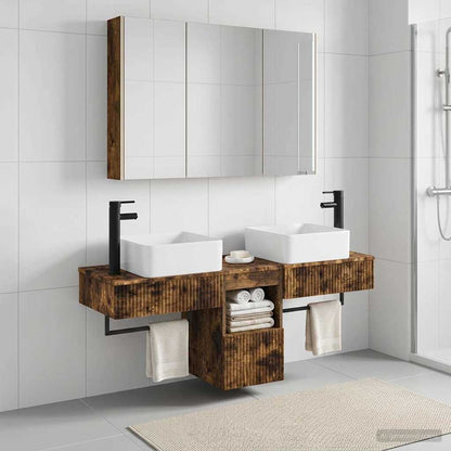 Bathroom Cabinet Set 4 pcs Smoked Oak Engineered Wood