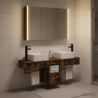 Bathroom Cabinet Set 4 pcs Smoked Oak Engineered Wood