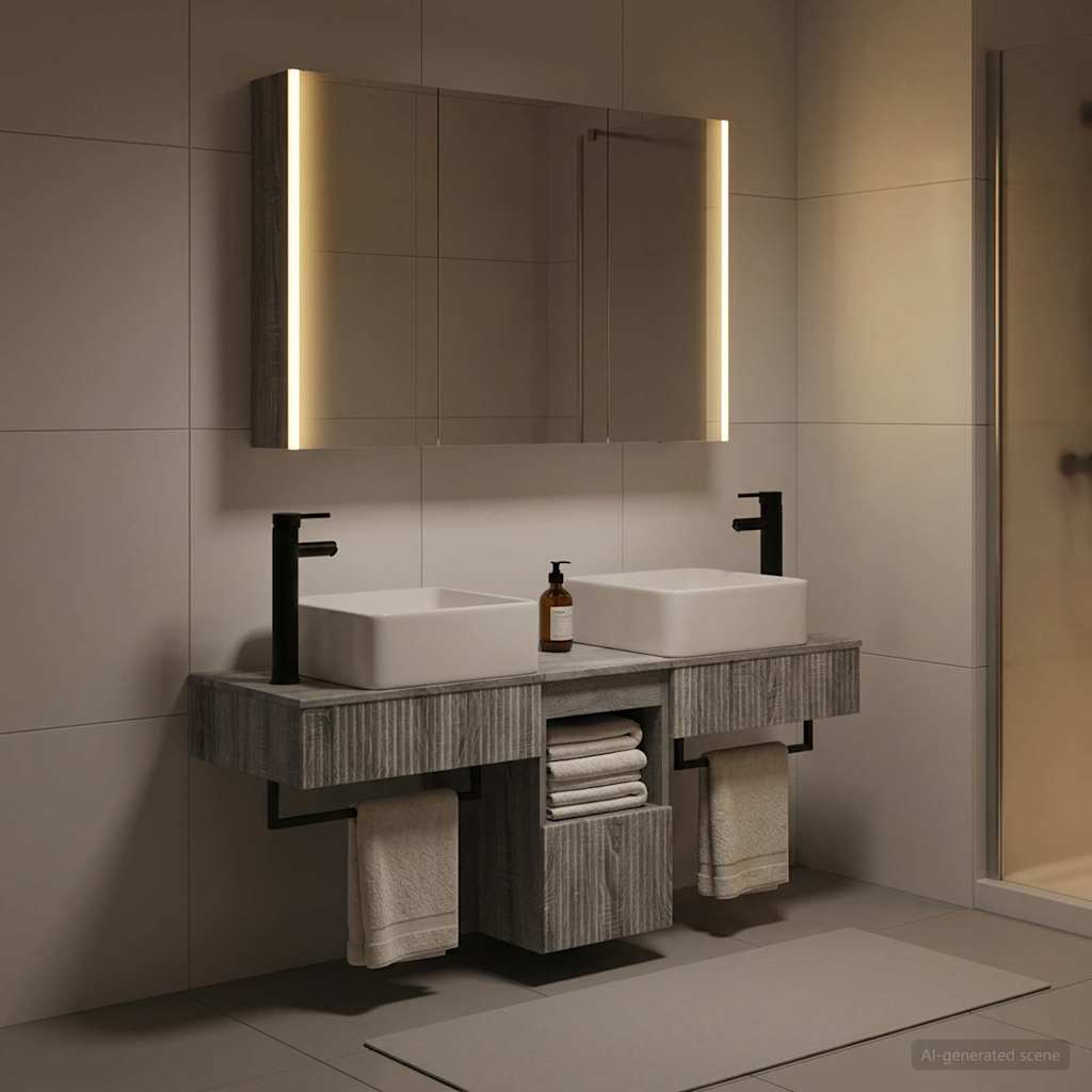 Bathroom Cabinet Set 4 pcs Grey Sonoma Engineered Wood