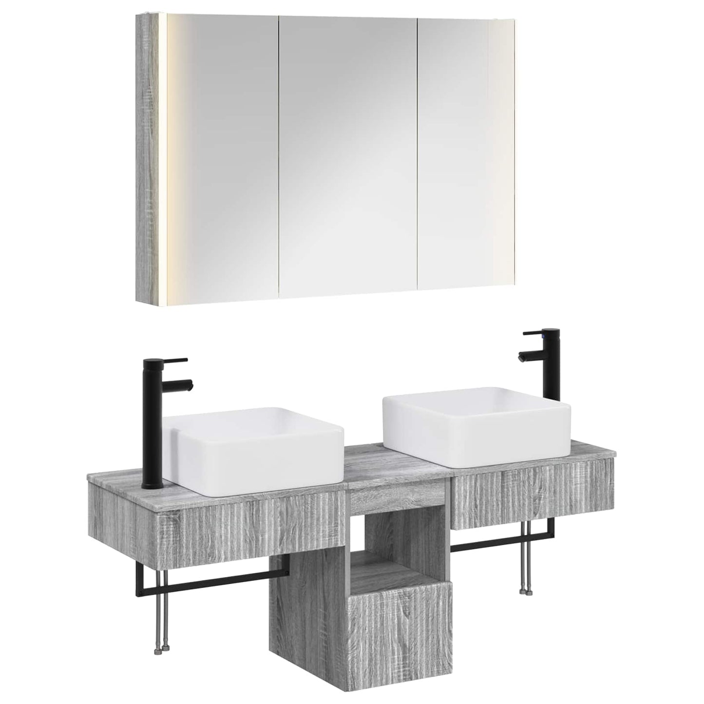 Bathroom Cabinet Set 4 pcs Grey Sonoma Engineered Wood