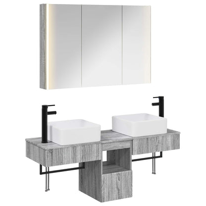 Bathroom Cabinet Set 4 pcs Grey Sonoma Engineered Wood