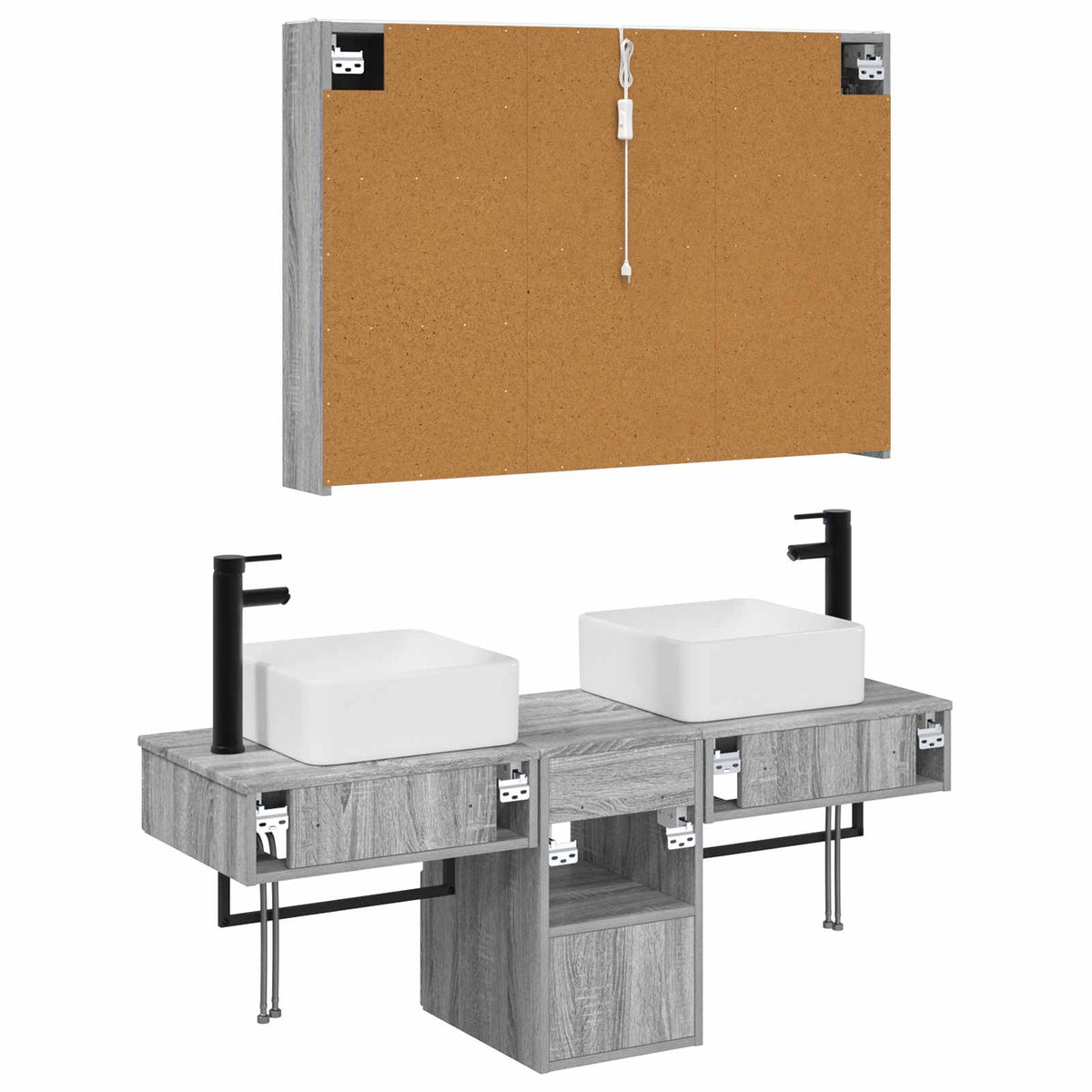 Bathroom Cabinet Set 4 pcs Grey Sonoma Engineered Wood
