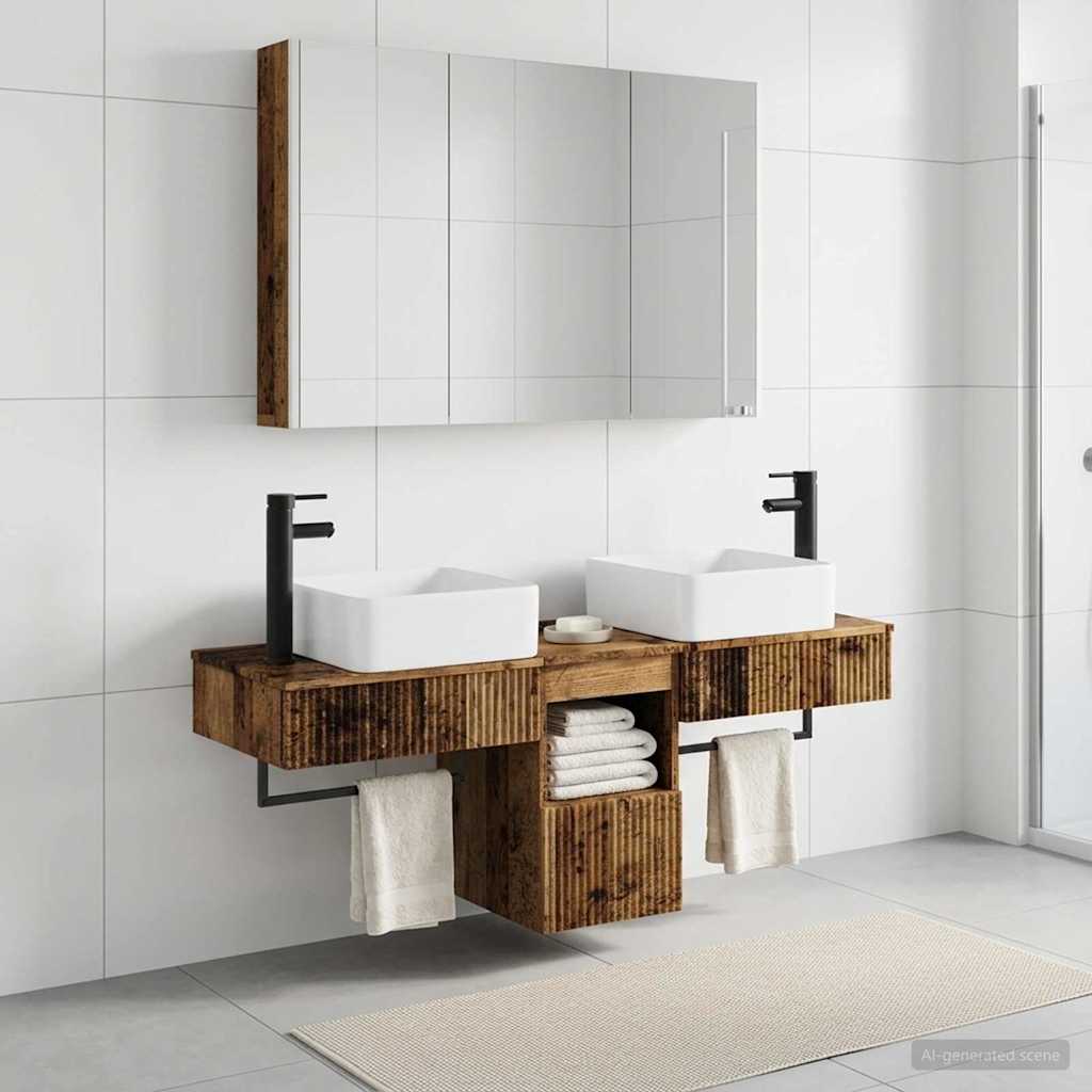Bathroom Cabinet Set 4 pcs Old Wood Engineered Wood