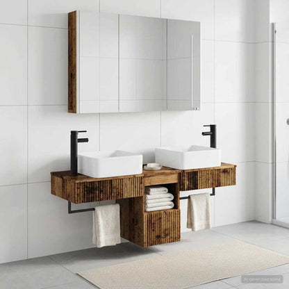 Bathroom Cabinet Set 4 pcs Old Wood Engineered Wood