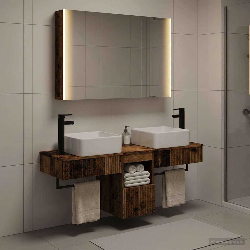 Bathroom Cabinet Set 4 pcs Old Wood Engineered Wood