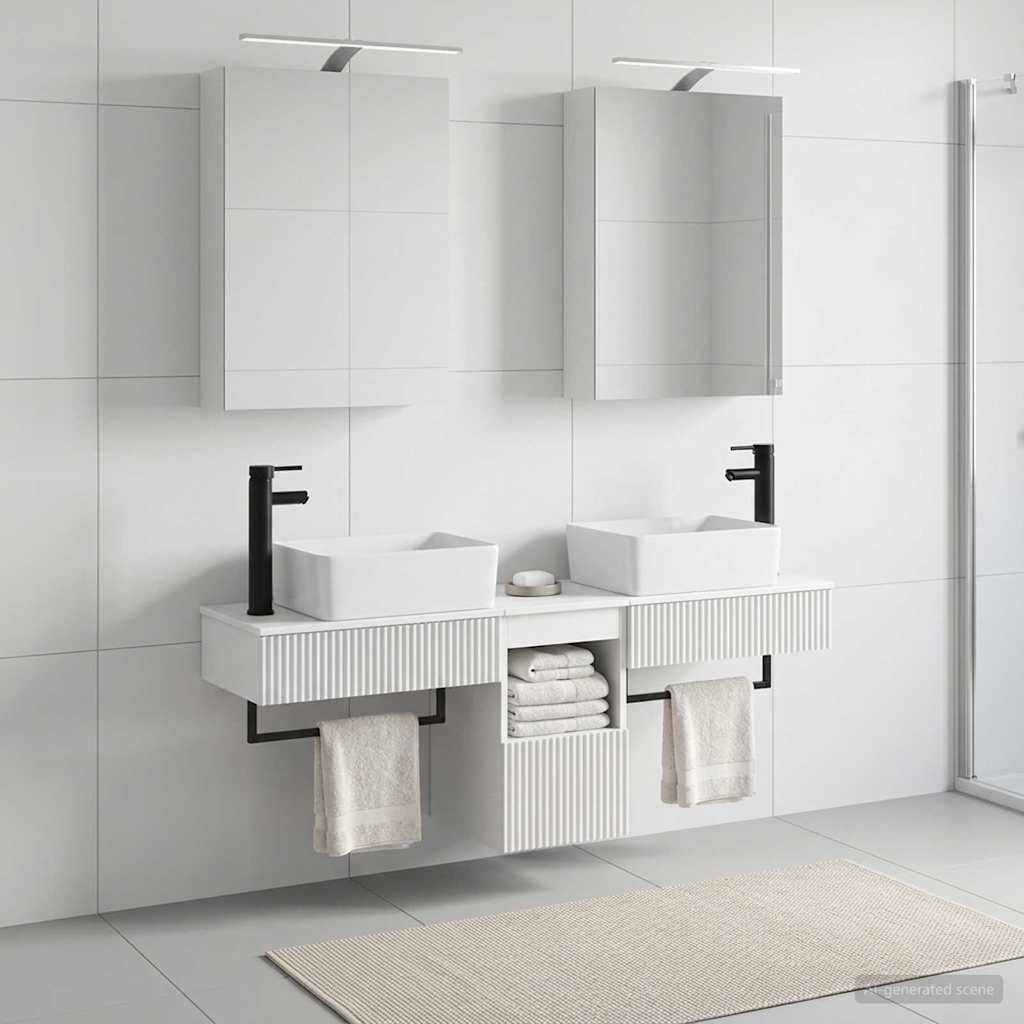 Bathroom Cabinet Set 5 pcs White Engineered Wood