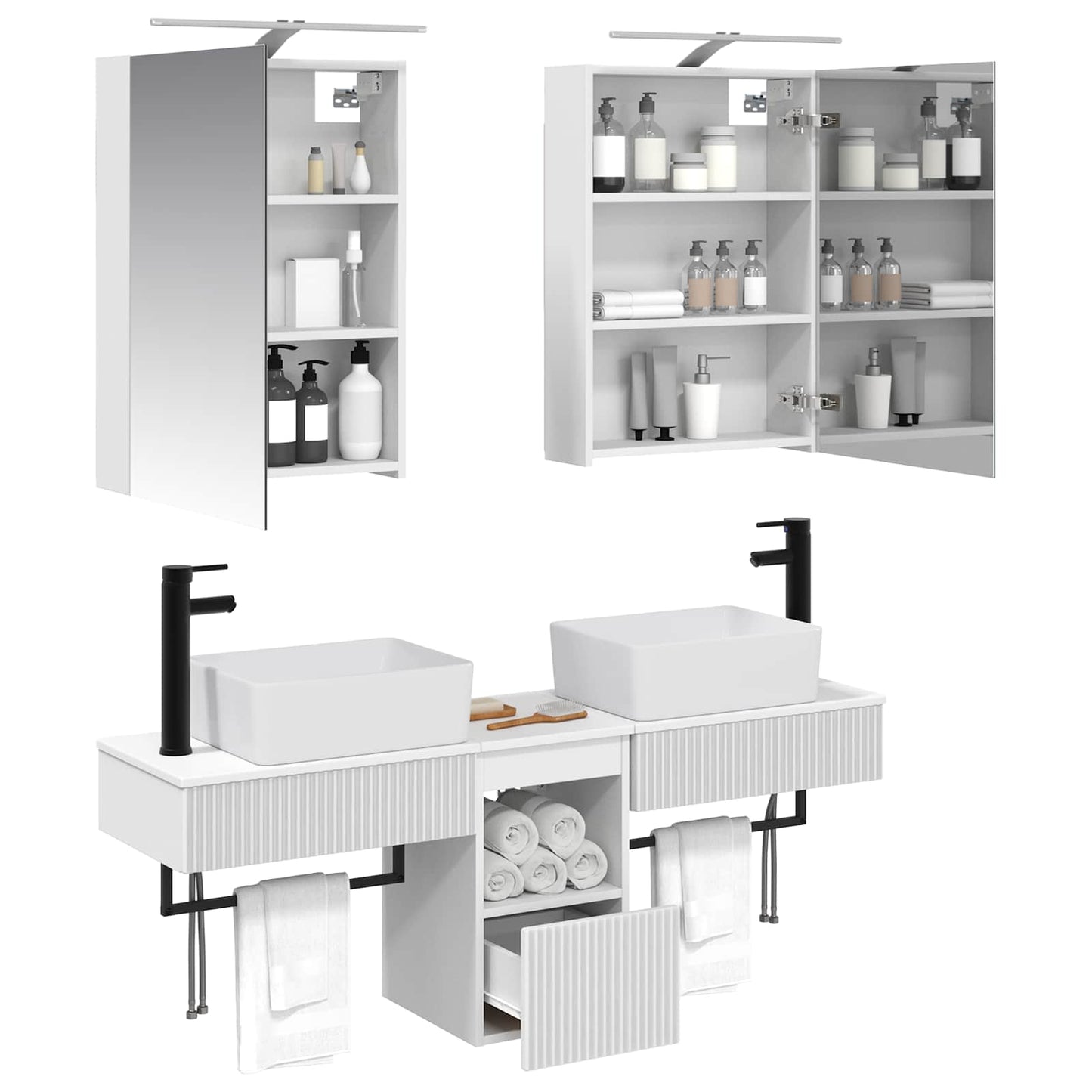 Bathroom Cabinet Set 5 pcs White 50 x 14.5 x 70 cm