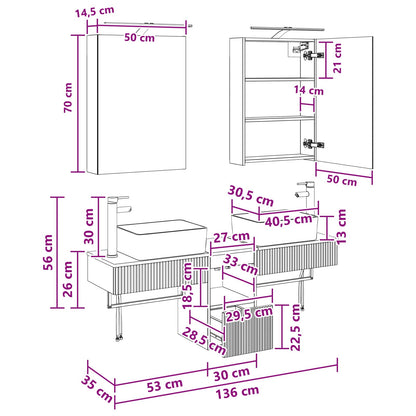 Bathroom Cabinet Set 5 pcs White 50 x 14.5 x 70 cm