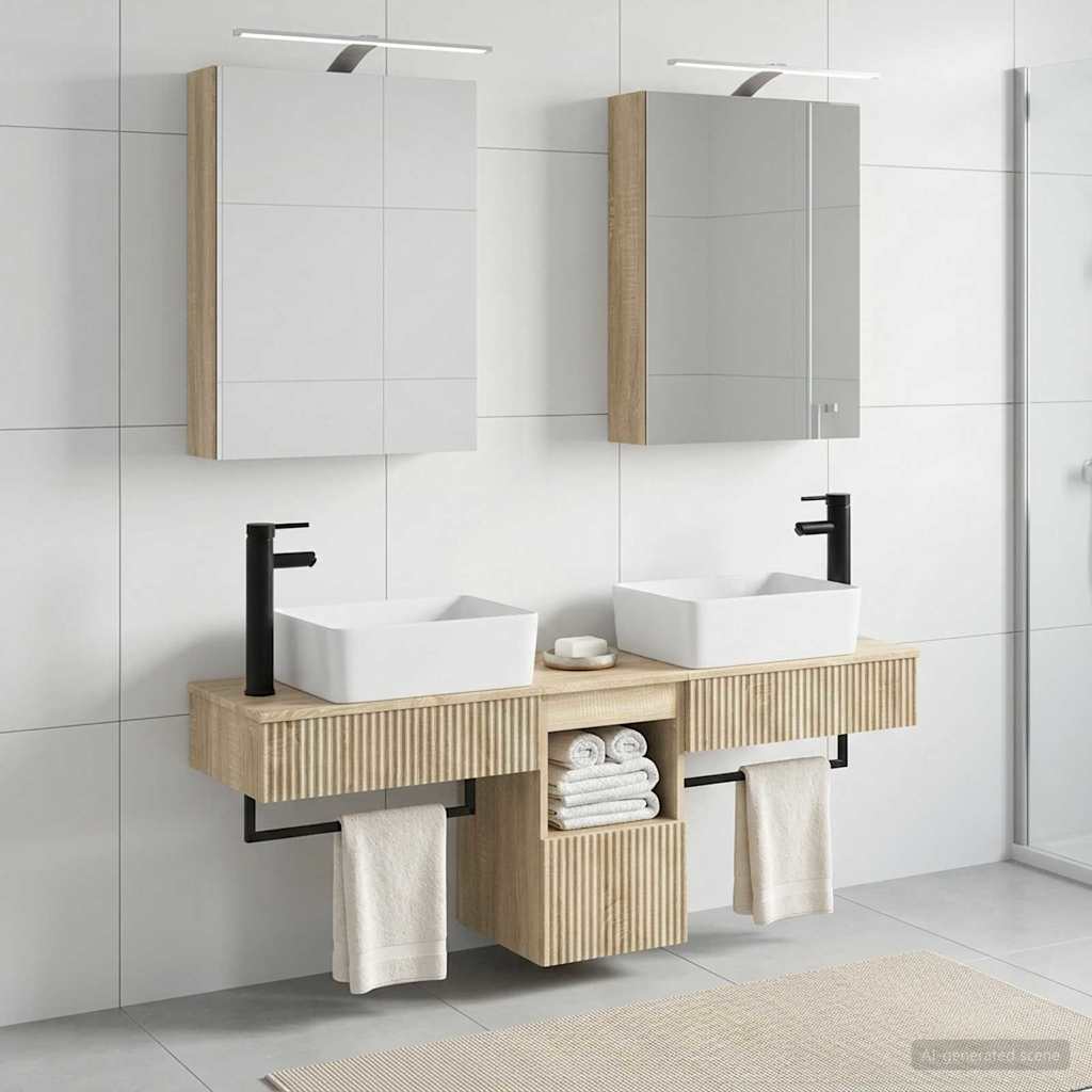 Bathroom Cabinet Set 5 pcs Sonoma Oak Engineered Wood