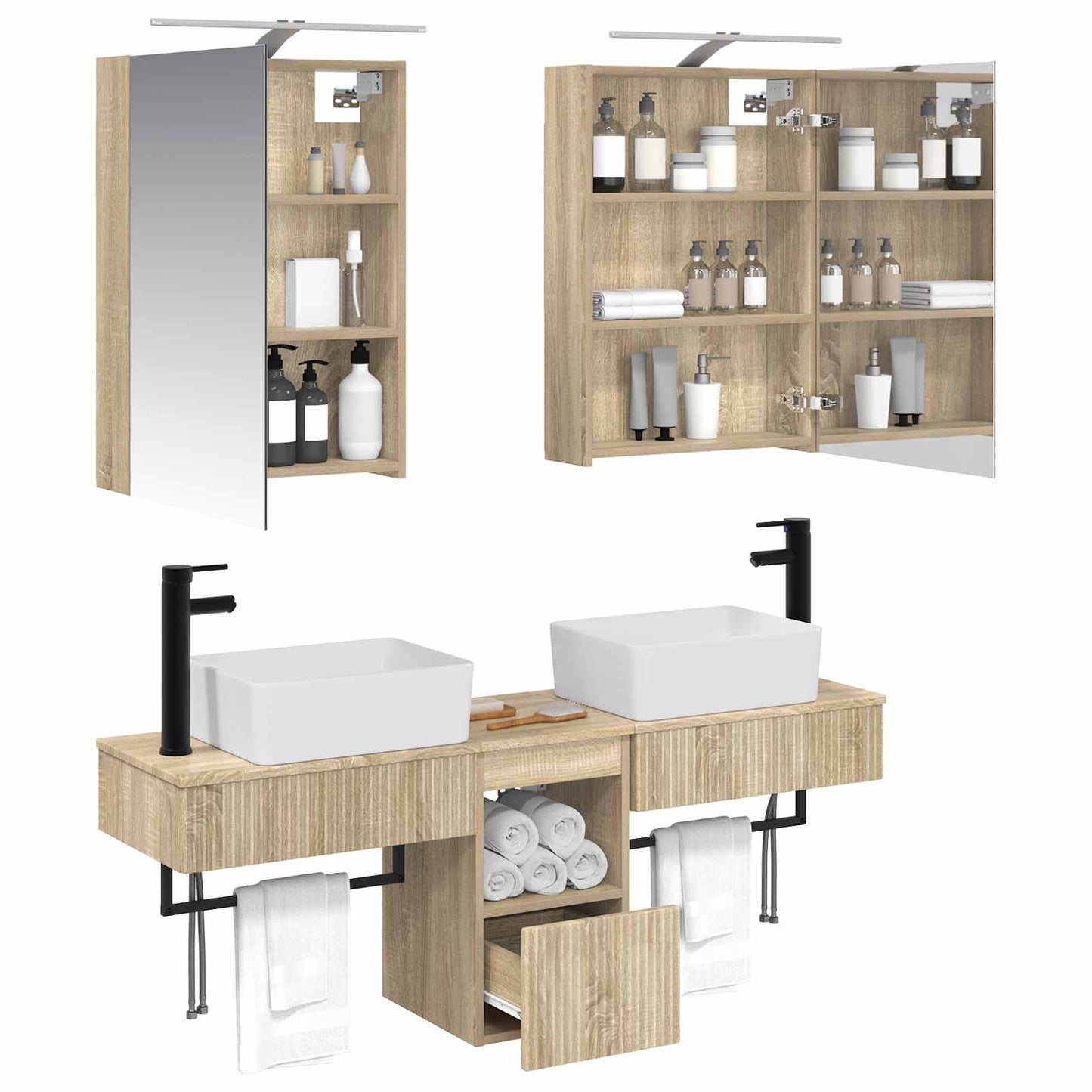 Bathroom Cabinet Set 5 pcs Sonoma Oak Engineered Wood