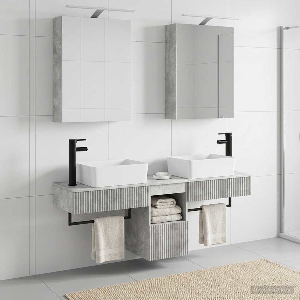 Bathroom Cabinet Set 5 pcs Concrete Grey Engineered Wood