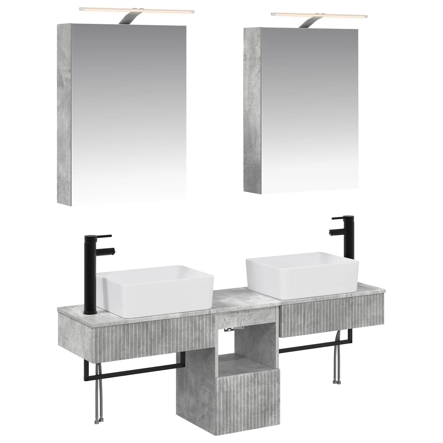 Bathroom Cabinet Set 5 pcs Concrete Grey Engineered Wood