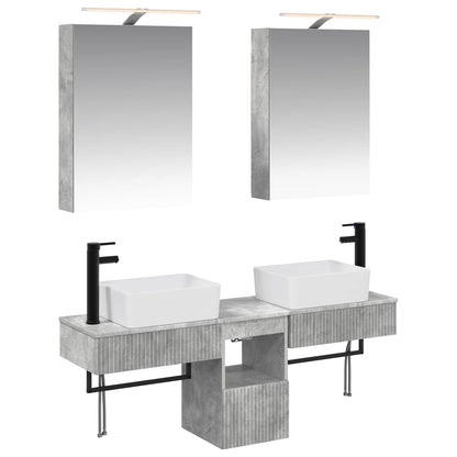 Bathroom Cabinet Set 5 pcs Concrete Grey Engineered Wood