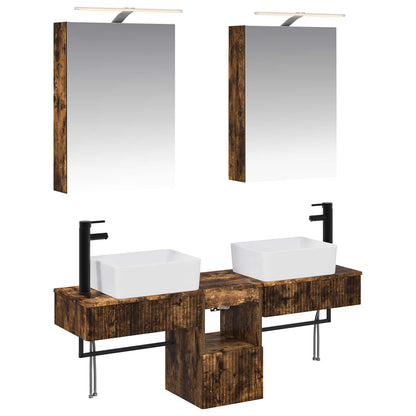 Bathroom Cabinet Set 5 pcs Smoked Oak 50 x 14.5 x 70 cm