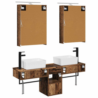 Bathroom Cabinet Set 5 pcs Old Wood 50 x 14.5 x 70 cm