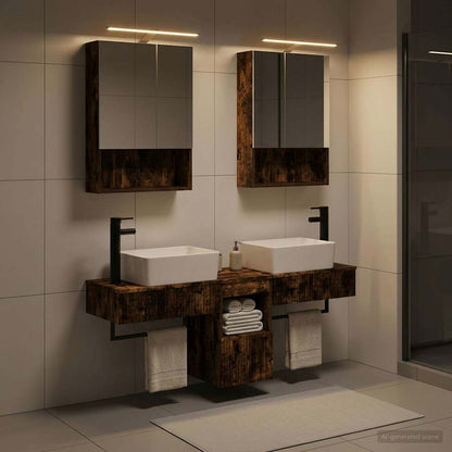 Bathroom Cabinet Set 5 pcs Smoked Oak Engineered Wood