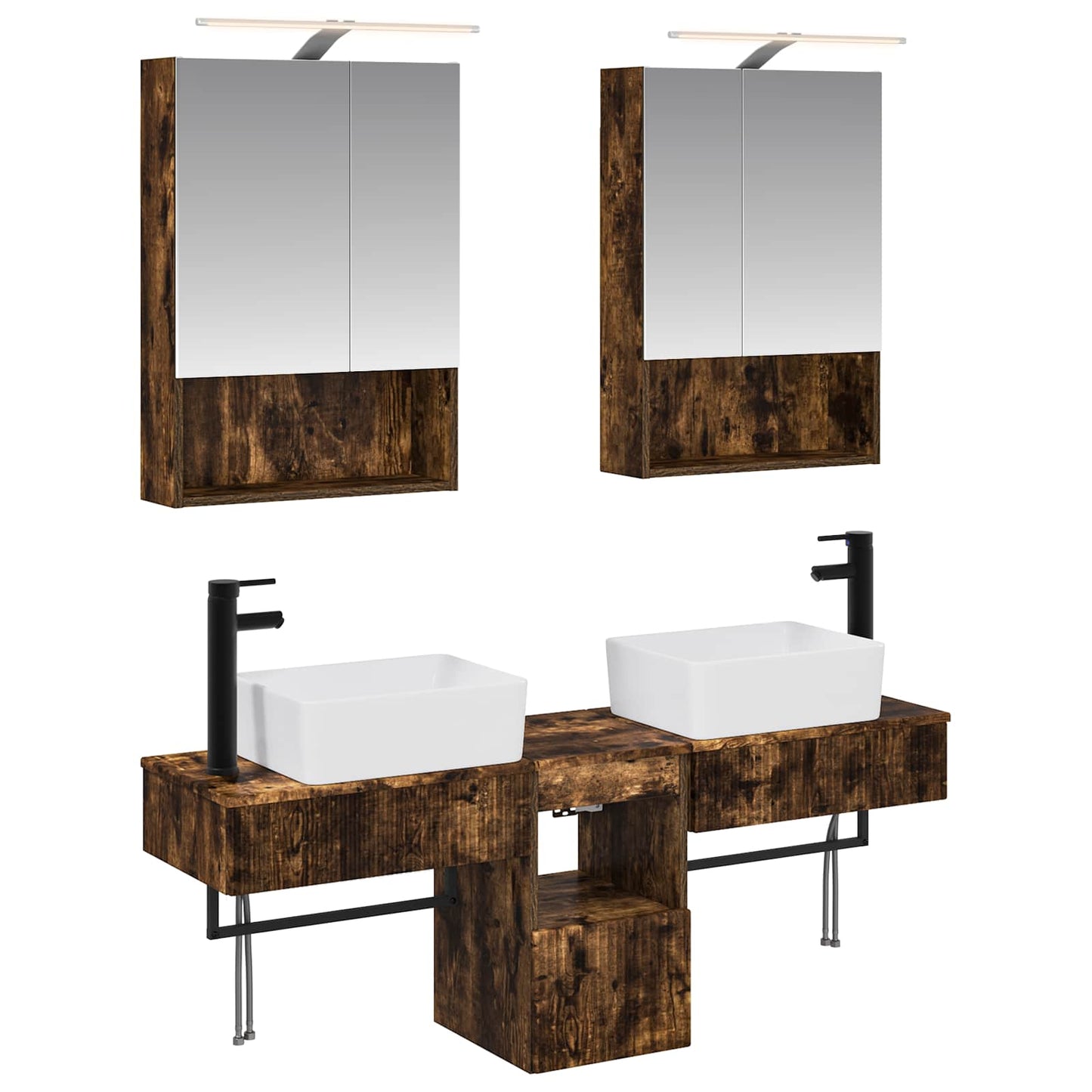 Bathroom Cabinet Set 5 pcs Smoked Oak 50 x 14.5 x 70 cm