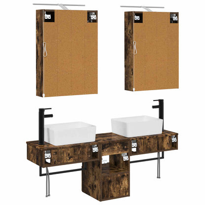 Bathroom Cabinet Set 5 pcs Smoked Oak 50 x 14.5 x 70 cm