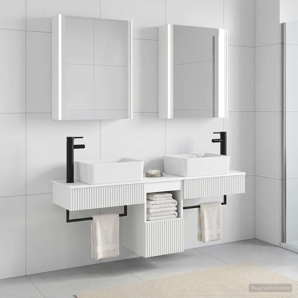 Bathroom Cabinet Set 5 pcs White Engineered Wood