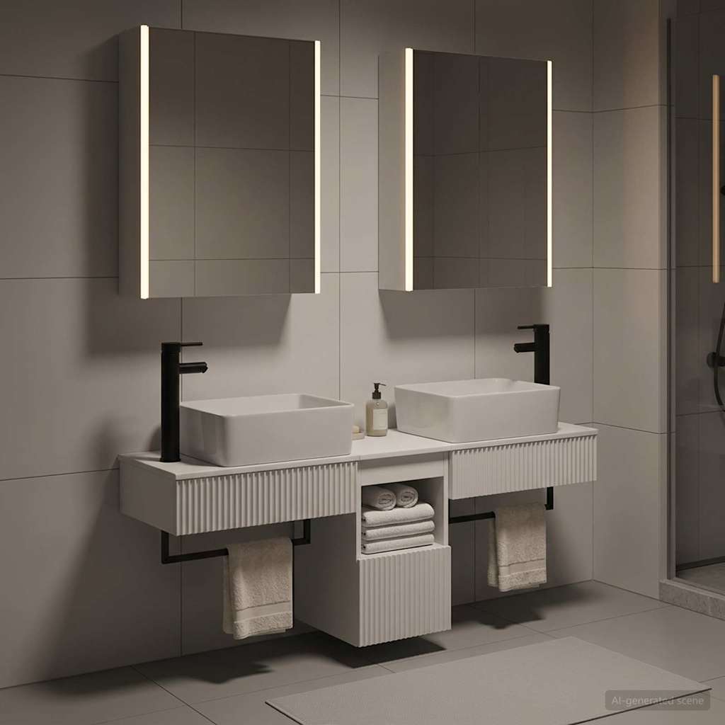 Bathroom Cabinet Set 5 pcs White Engineered Wood