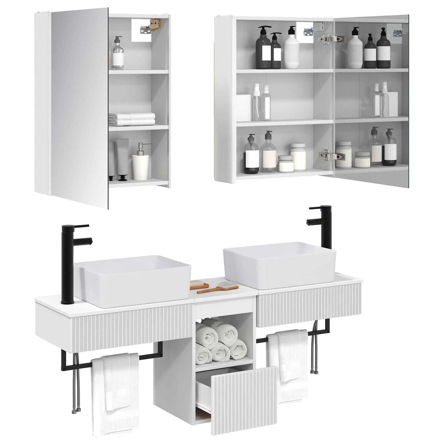 Bathroom Cabinet Set 5 pcs White 53 x 15.5 x 70 cm