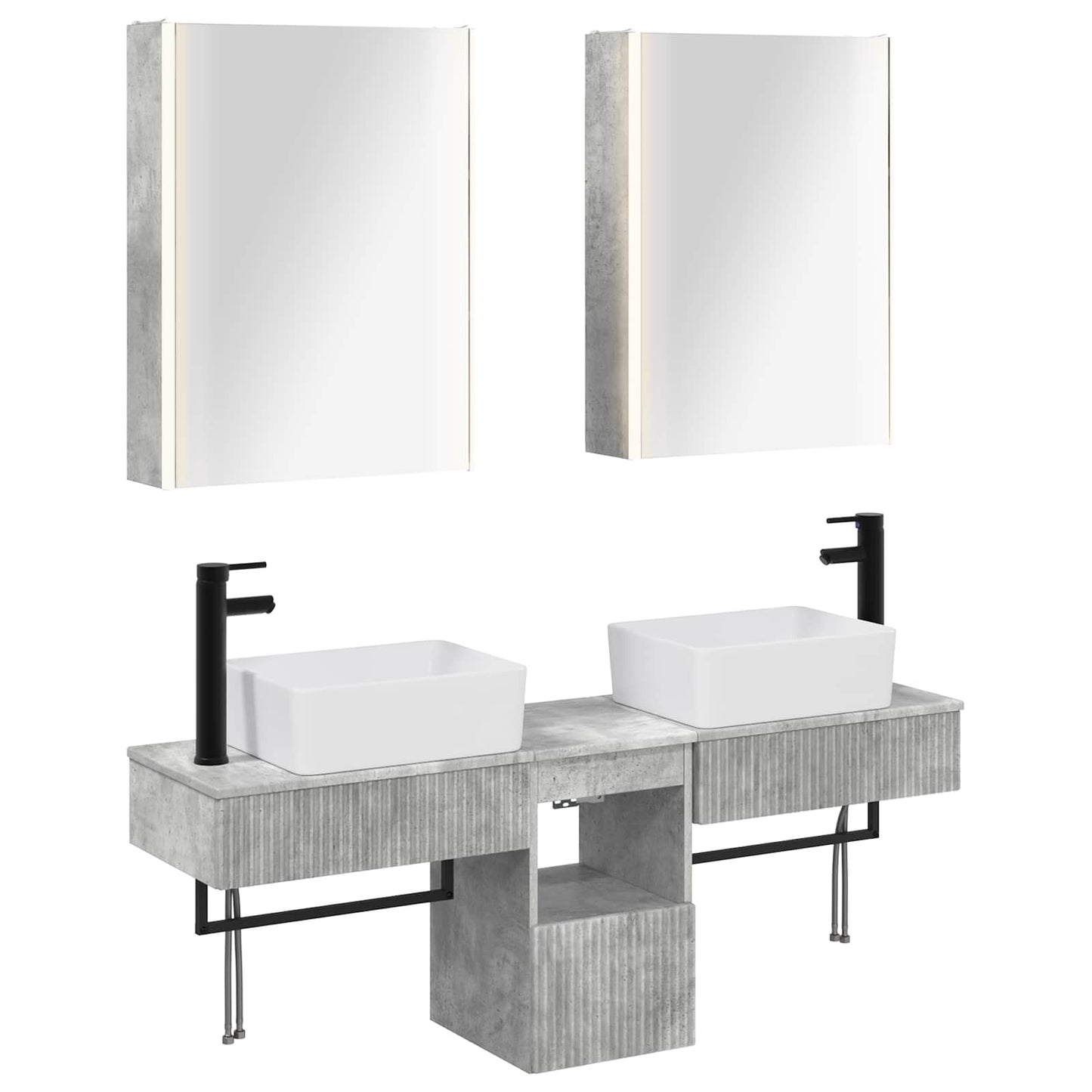Bathroom Cabinet Set 5 pcs Concrete Grey 53 x 15.5 x 70 cm