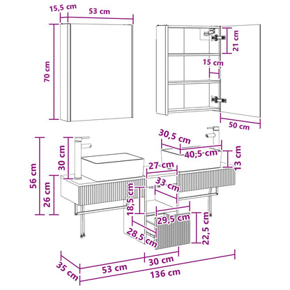 Bathroom Cabinet Set 5 pcs Concrete Grey 53 x 15.5 x 70 cm