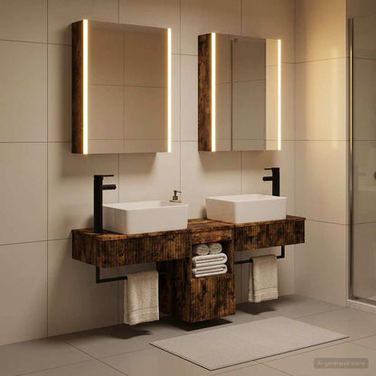 Bathroom Cabinet Set 5 pcs Smoked Oak Engineered Wood