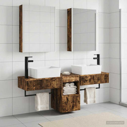 Bathroom Cabinet Set 5 pcs Smoked Oak Engineered Wood