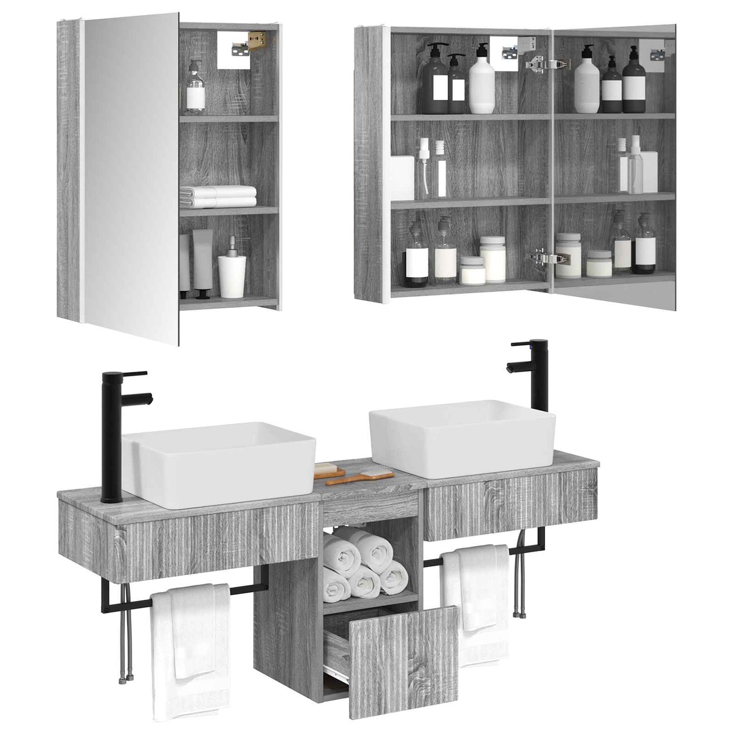 Bathroom Cabinet Set 5 pcs Grey Sonoma Engineered Wood