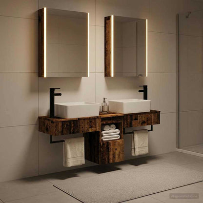 Bathroom Cabinet Set 5 pcs Old Wood Engineered Wood