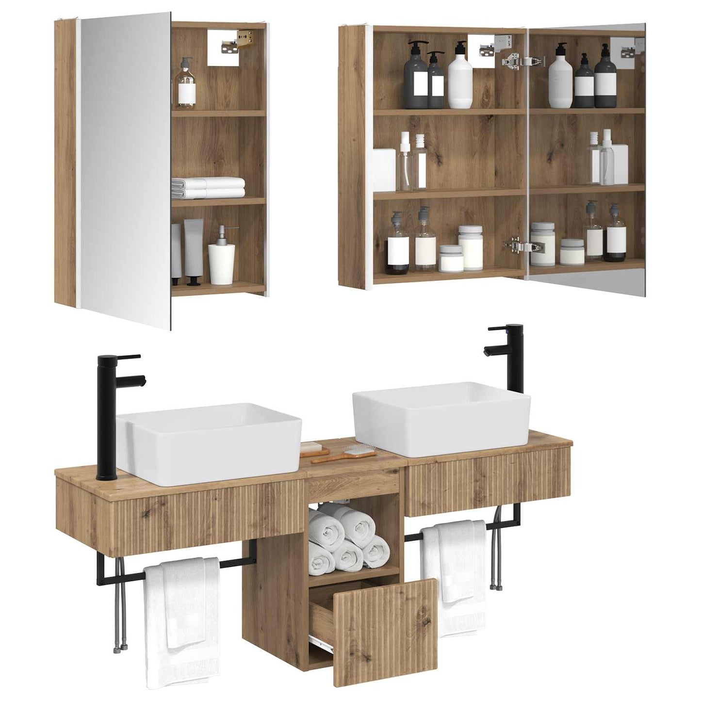 Bathroom Cabinet Set 5 pcs Artisan Oak 53 x 15.5 x 70 cm