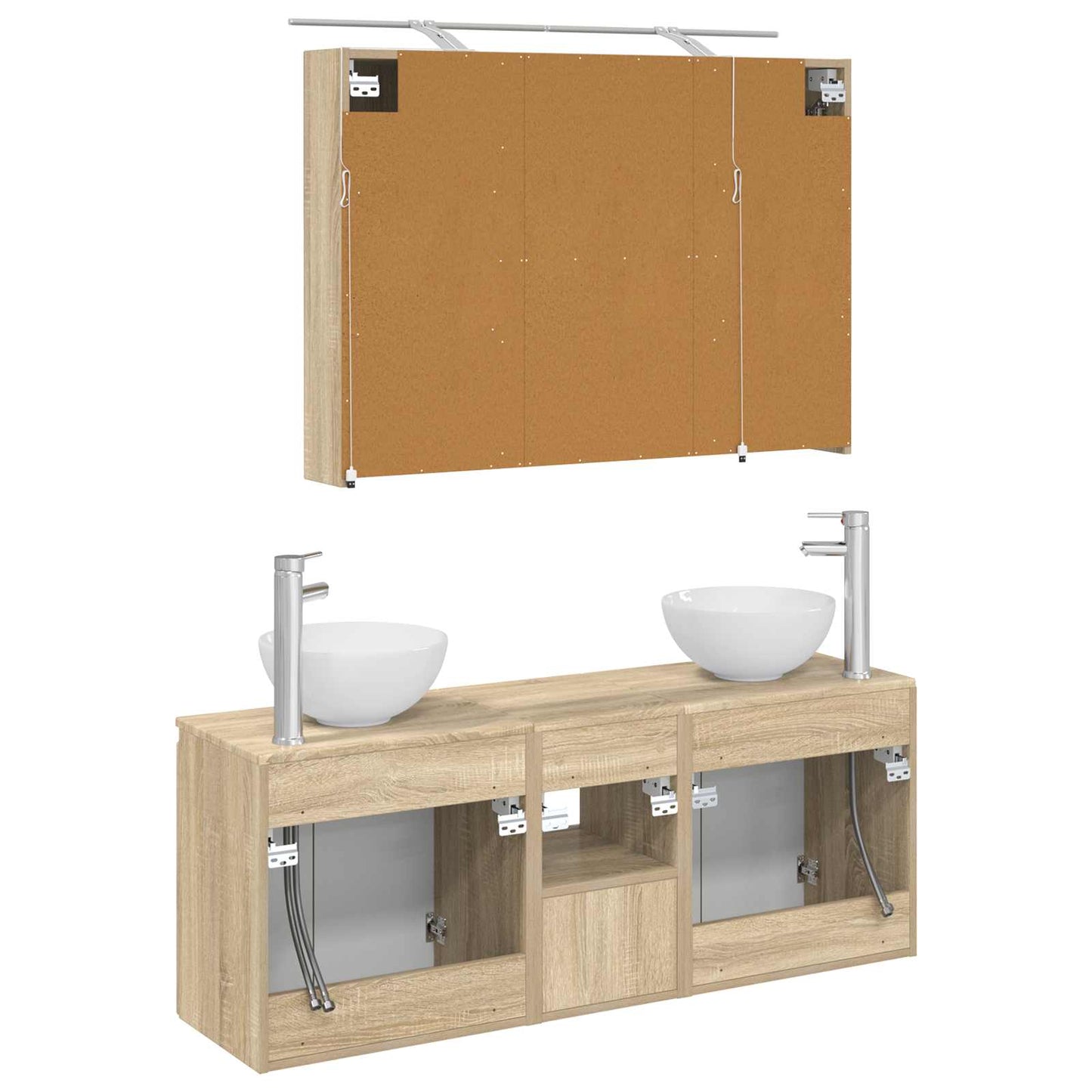 Bathroom Cabinet Set 4 pcs Sonoma Oak 100 x 14.5 x 70 cm