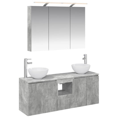 Bathroom Cabinet Set 4 pcs Concrete Grey 100 x 14.5 x 70 cm