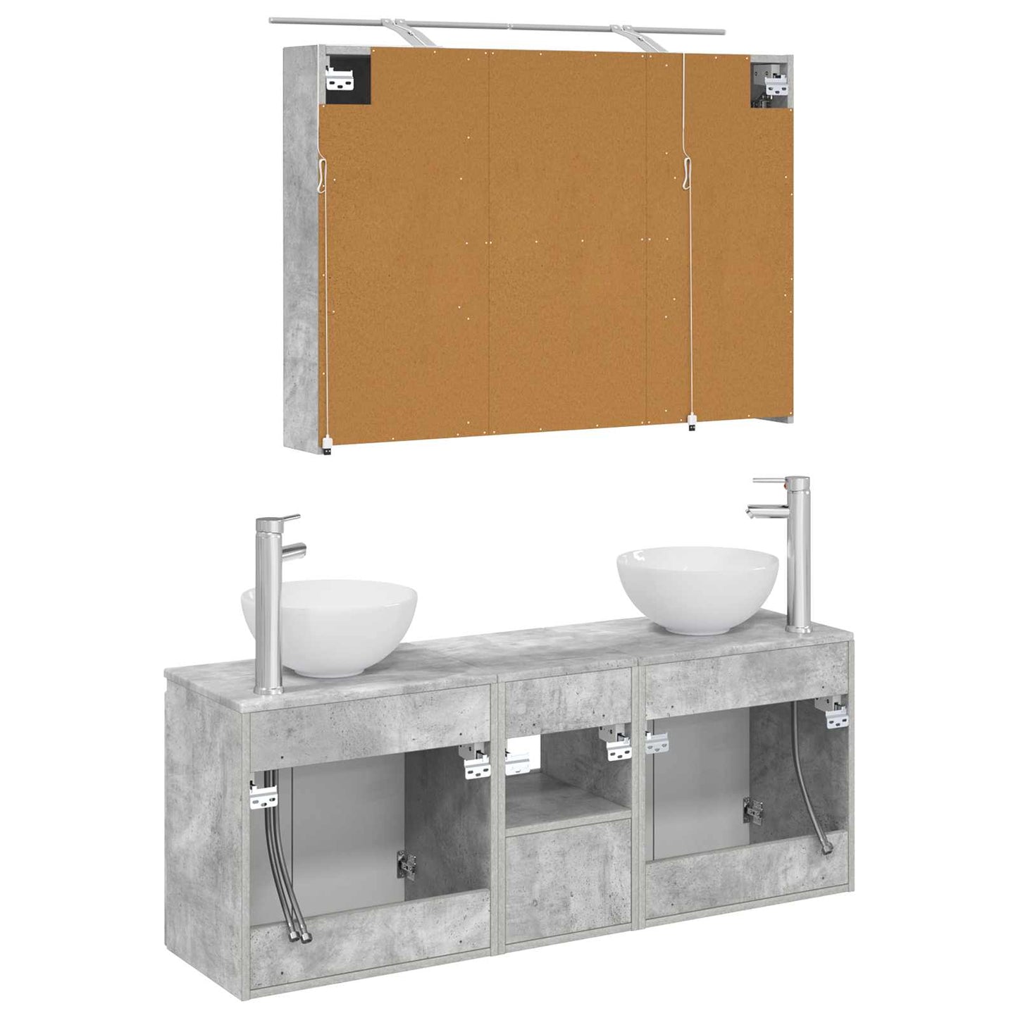 Bathroom Cabinet Set 4 pcs Concrete Grey 100 x 14.5 x 70 cm