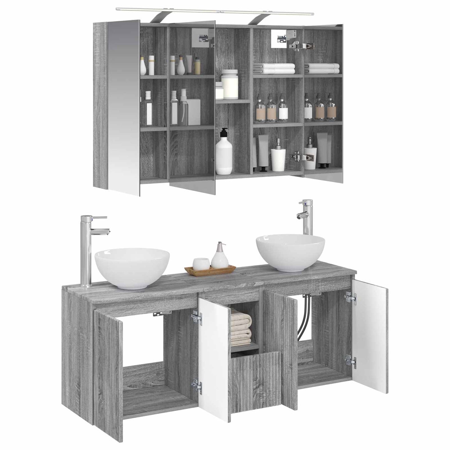 Bathroom Cabinet Set 4 pcs Grey Sonoma Engineered Wood
