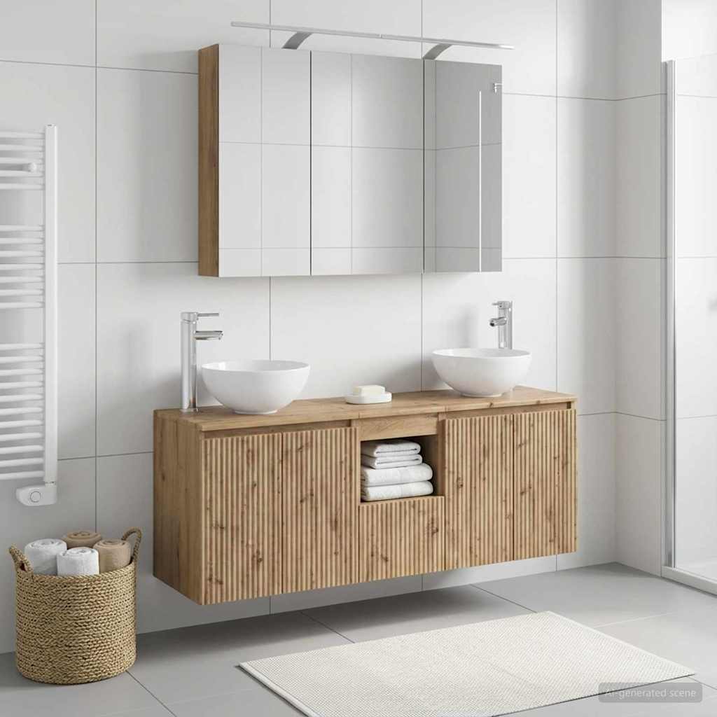 Bathroom Cabinet Set 4 pcs Artisan Oak Engineered Wood