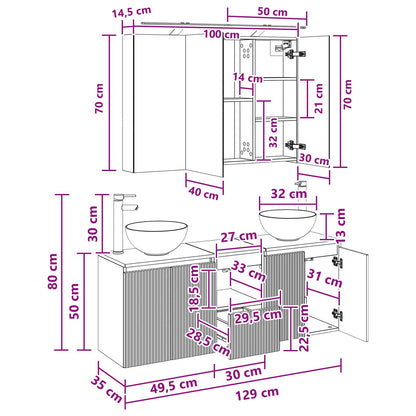 Bathroom Cabinet Set 4 pcs Artisan Oak 100 x 14.5 x 70 cm