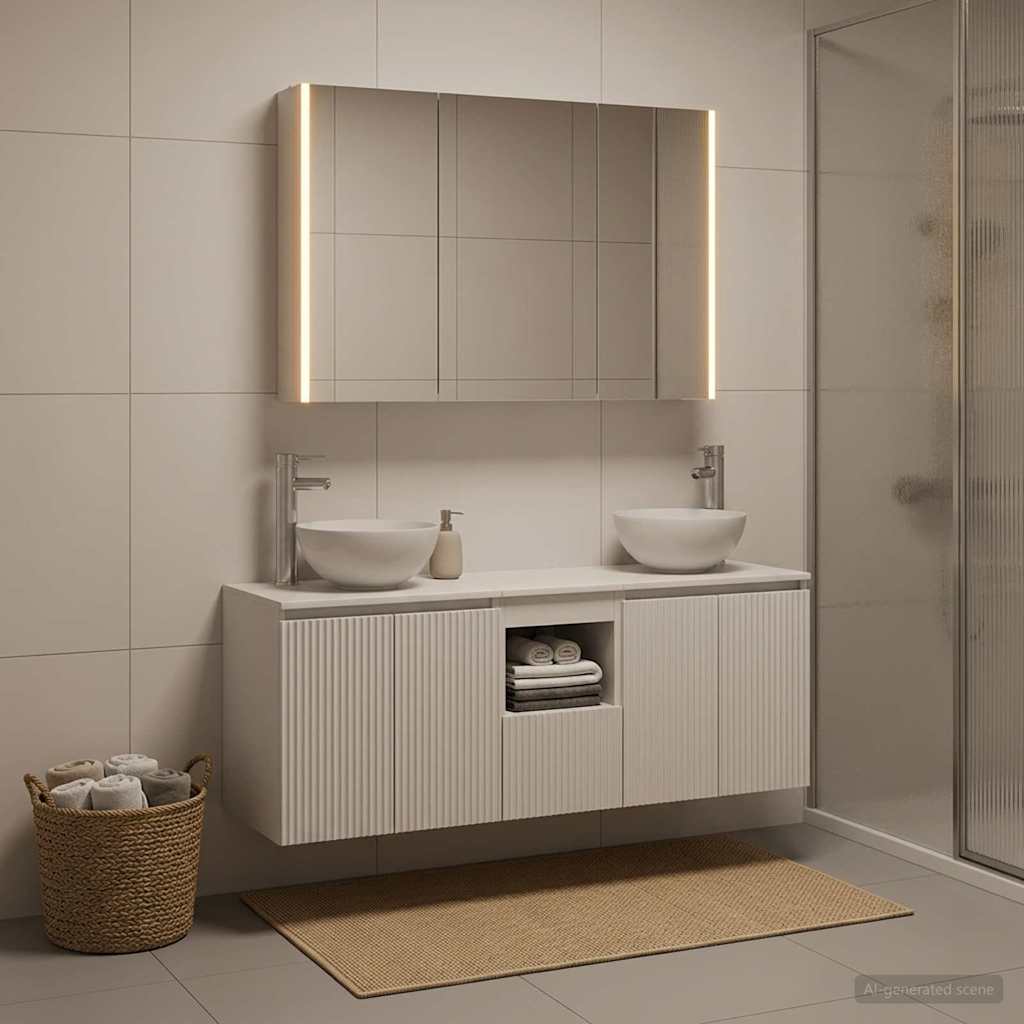 Bathroom Cabinet Set 4 pcs White Engineered Wood