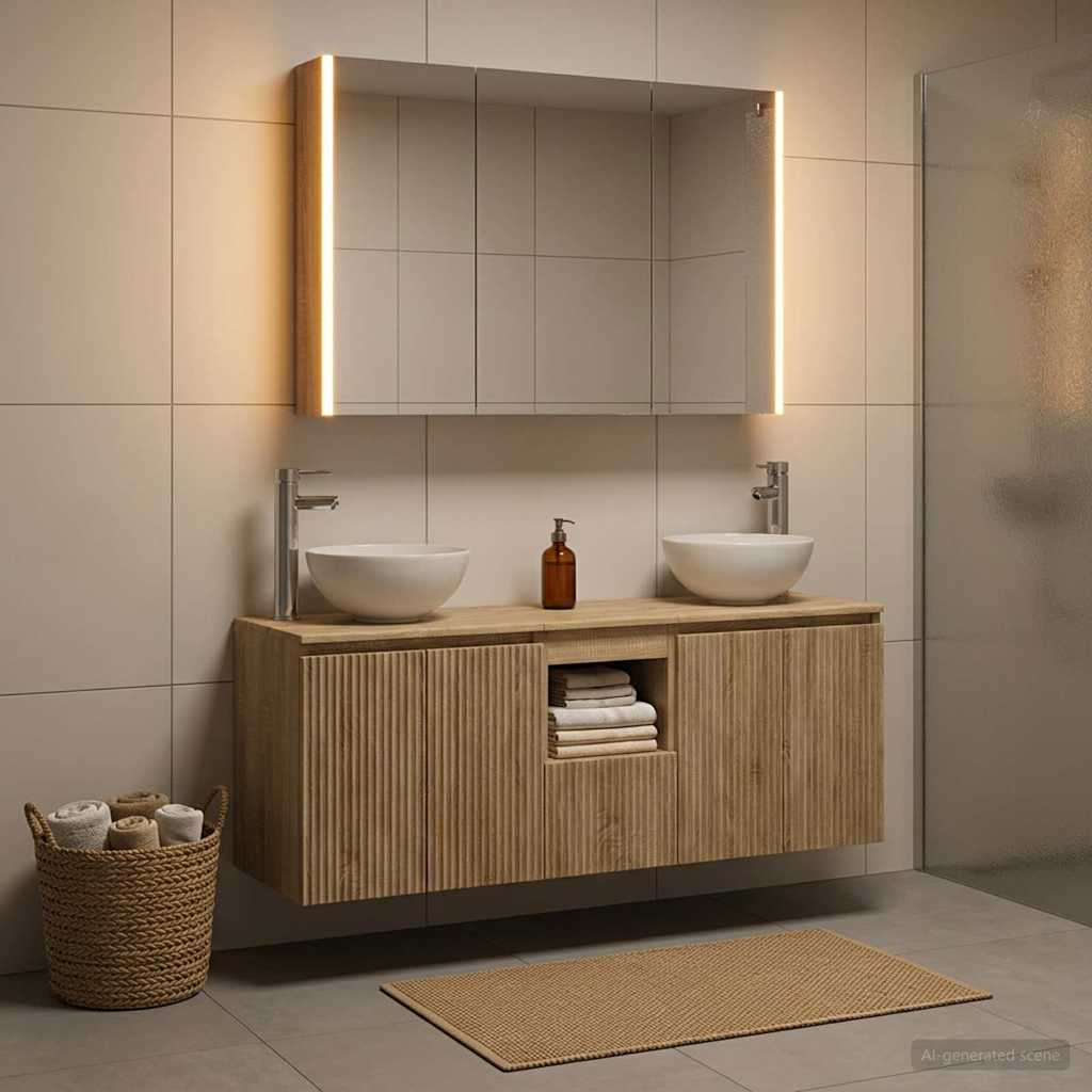 Bathroom Cabinet Set 4 pcs Sonoma Oak Engineered Wood