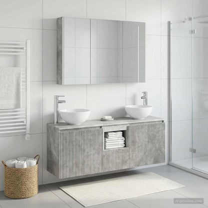 Bathroom Cabinet Set 4 pcs Concrete Grey Engineered Wood
