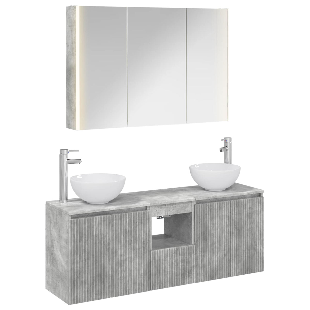 Bathroom Cabinet Set 4 pcs Concrete Grey Engineered Wood