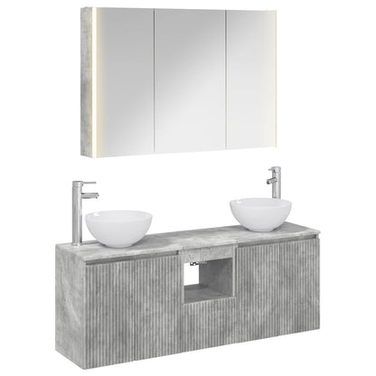 Bathroom Cabinet Set 4 pcs Concrete Grey Engineered Wood