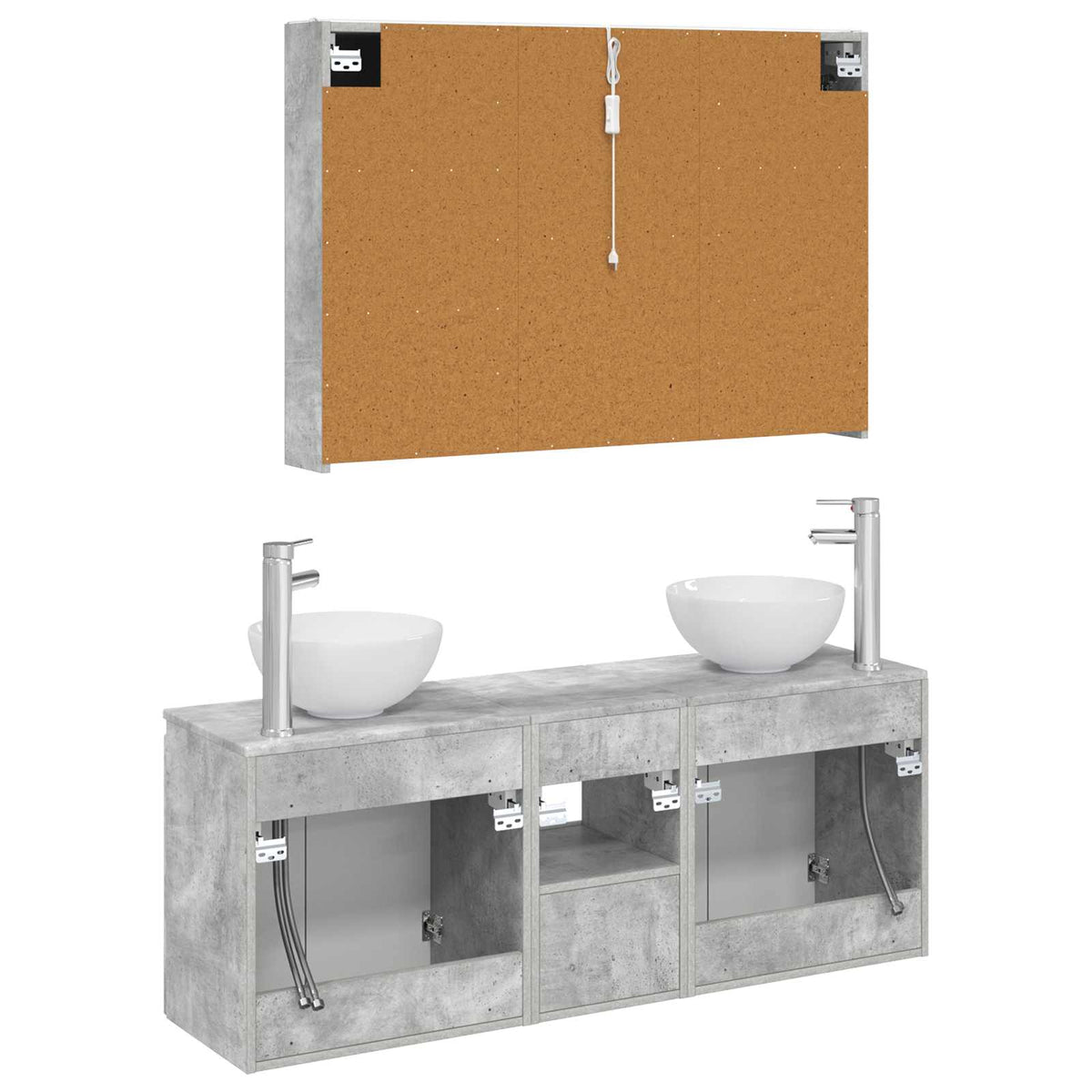 Bathroom Cabinet Set 4 pcs Concrete Grey Engineered Wood