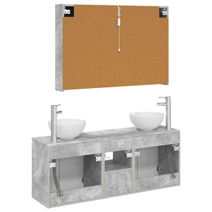 Bathroom Cabinet Set 4 pcs Concrete Grey Engineered Wood