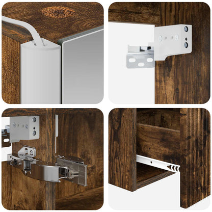 Bathroom Cabinet Set 4 pcs Smoked Oak Engineered Wood