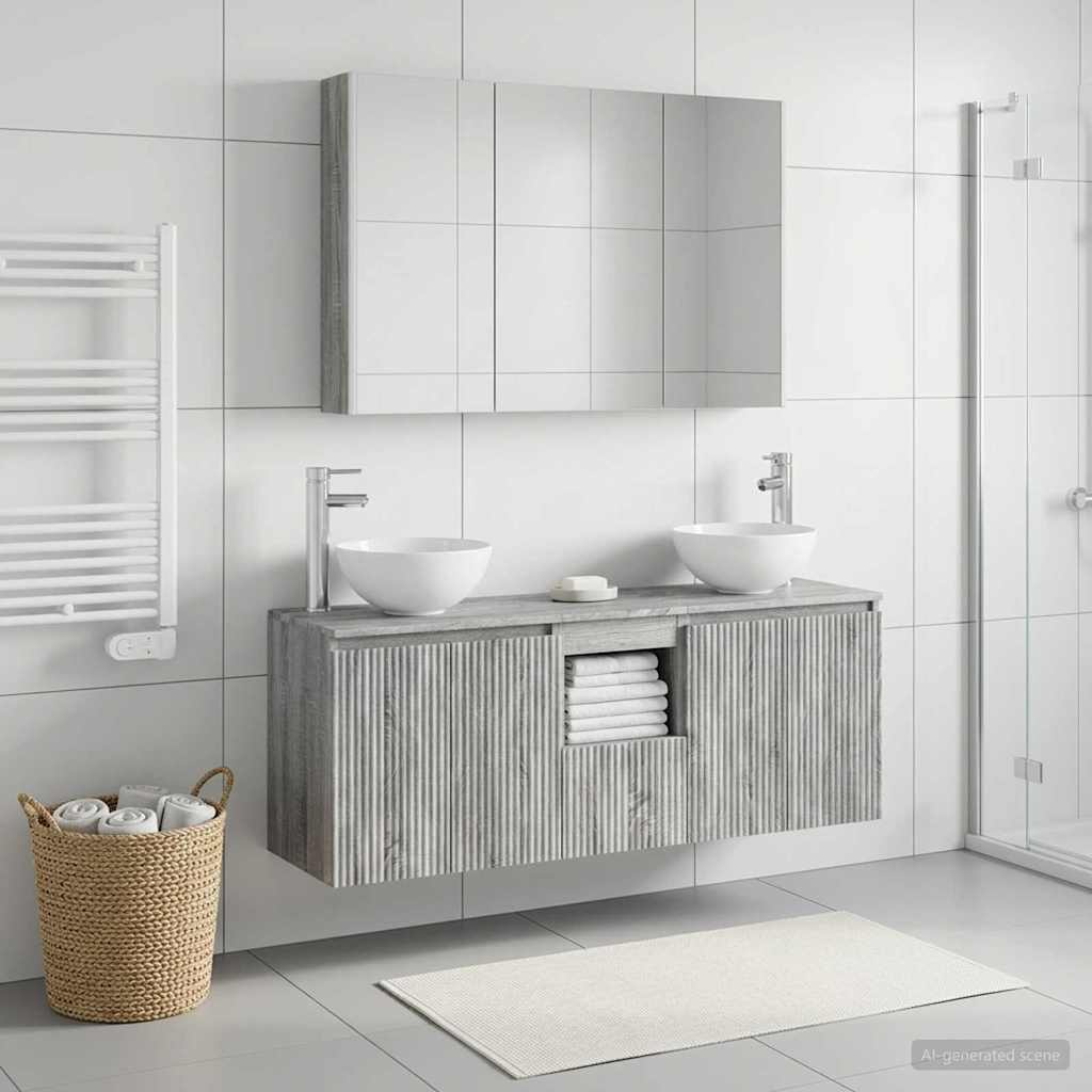 Bathroom Cabinet Set 4 pcs Grey Sonoma Engineered Wood