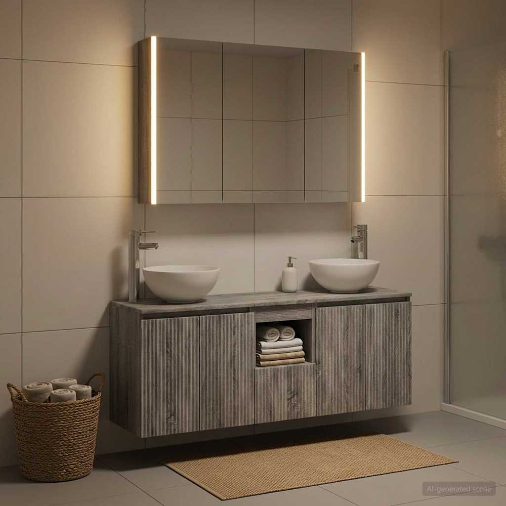 Bathroom Cabinet Set 4 pcs Grey Sonoma Engineered Wood