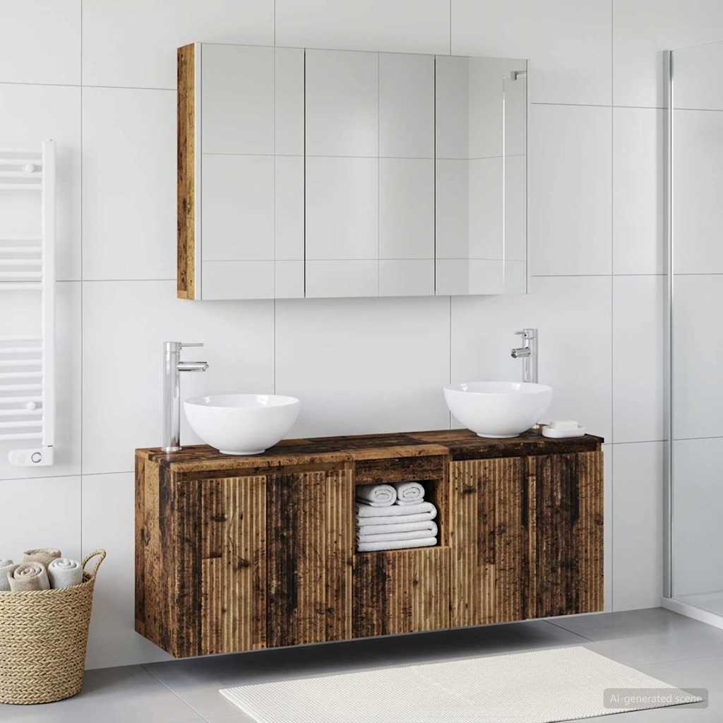 Bathroom Cabinet Set 4 pcs Old Wood Engineered Wood
